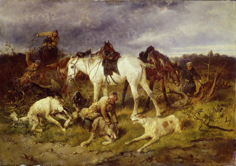 On the Hunting, 1870s. Artist: Sverchkov, Nikolai Yegorovich (1817-1898)