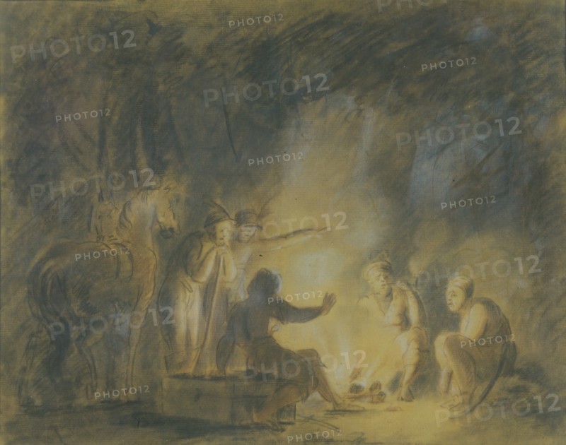 At Campfire, 1806. Artist: Tolstoy, Fyodor Petrovich (1783-1873)