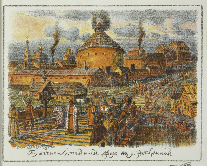 Cannon Laundry on the Neglinnaya River in the XVII Century, 1918. Artist: Vasnetsov, Appolinari Mikhaylovich (1856-1933)