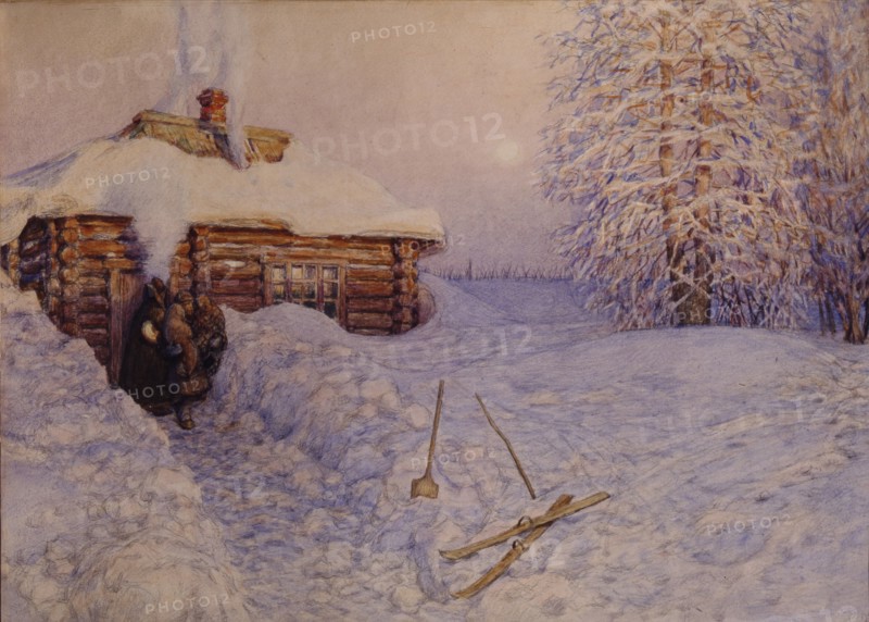 Banya in Winter, 1919. Artist: Vasnetsov, Appolinari Mikhaylovich (1856-1933)
