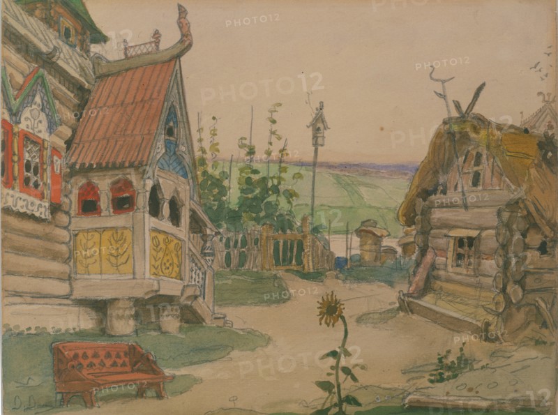 Berendeyevka. Stage design for the opera Snow Maiden by N. Rimsky-Korsakov, 1885. Artist: Vasnetsov, Viktor Mikhaylovich (1848-1926)