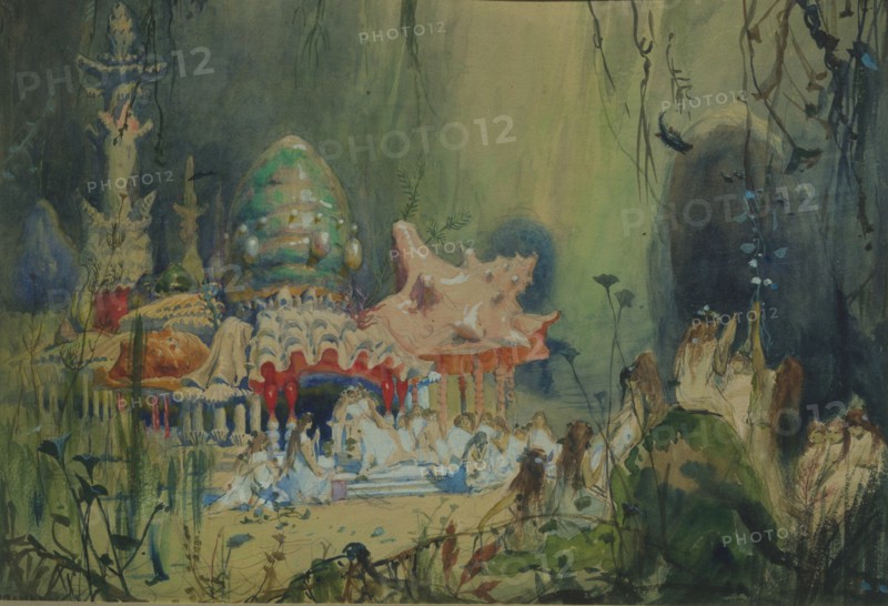 Underwater Kingdom. Stage design for the opera Rusalka by A. Dargomyzhsky, 1884. Artist: Vasnetsov, Viktor Mikhaylovich (1848-1926)