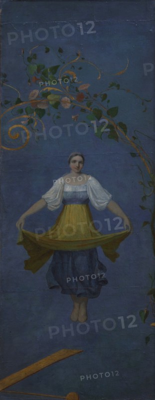Country Girl on a swing. Artist: Venetsianov, Alexei Gavrilovich (1780-1847)