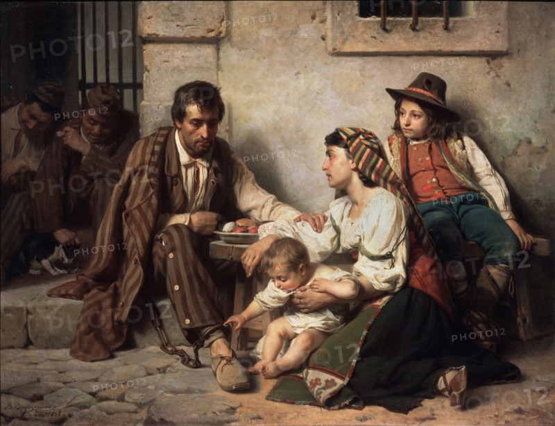 Family visiting a prisoner, 1868. Artist: Vereshchagin, Vasili Petrovich (1835-1909)