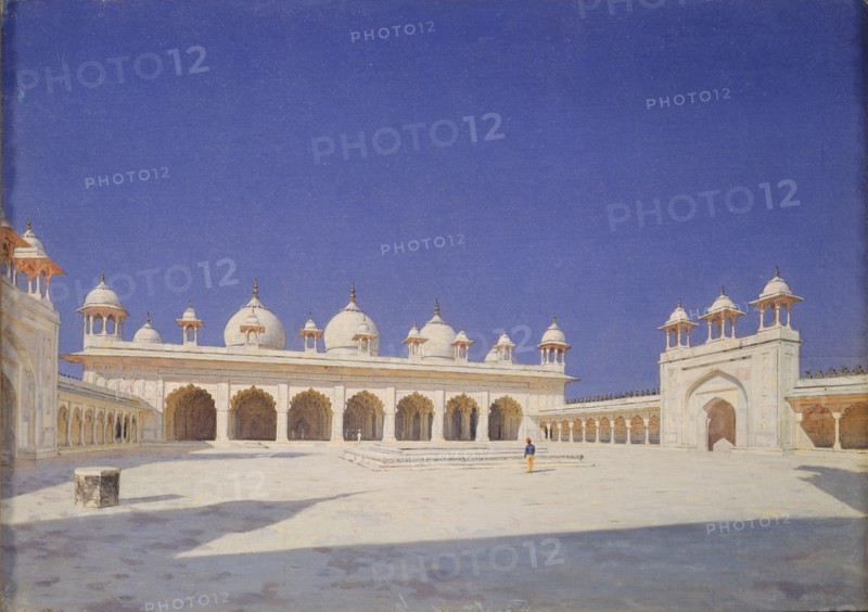 The Pearl Mosque (Moti Masjid) in Red Fort of Agra, 1874-1876. Artist: Vereshchagin, Vasili Vasilyevich (1842-1904)