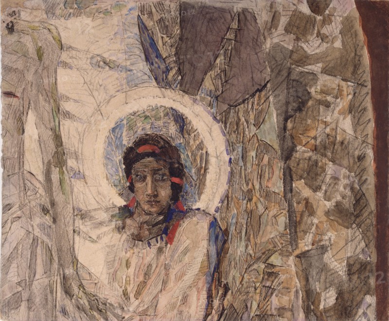 Angel's Head, 1887. Artist: Vrubel, Mikhail Alexandrovich (1856-1910)