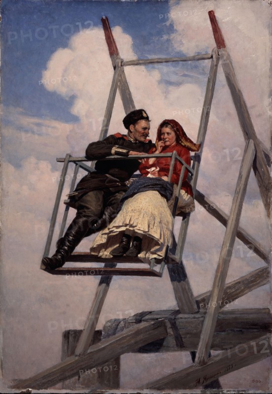 On the Swing, 1888. Artist: Yaroshenko, Nikolai Alexandrovich (1846-1898)