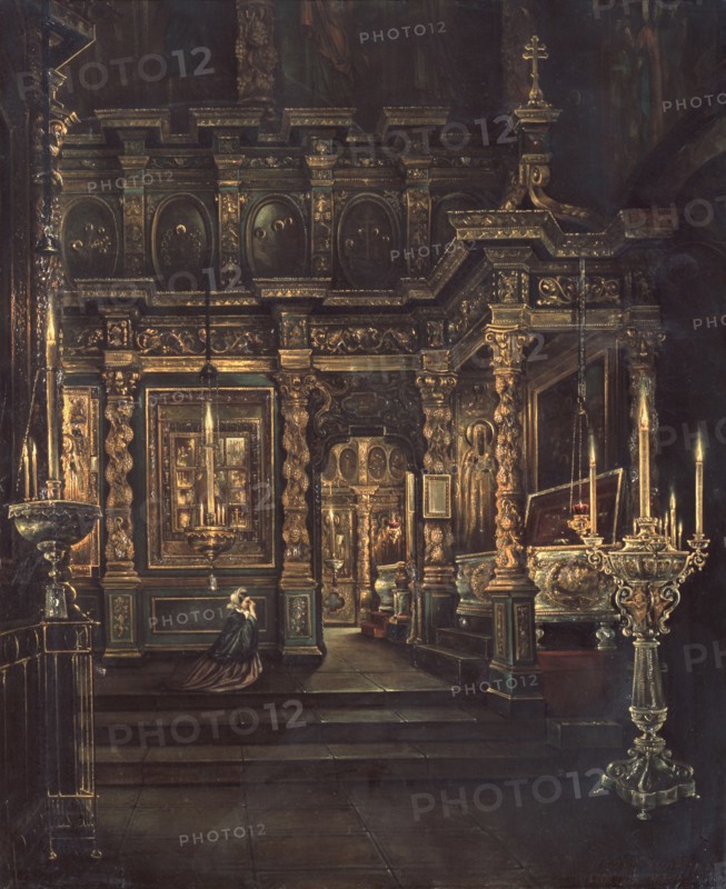 In the Assumption of the Blessed Virgin Cathedral in Rostov, 1862. Artist: Yurov, Grigori Vasilyevich (?-after 1896)