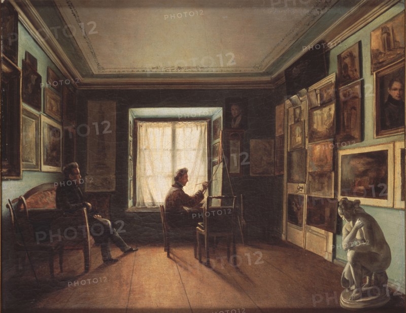 The Painter's Studio, 1820s. Artist: Zaytsev, Nikita (1787-1828)