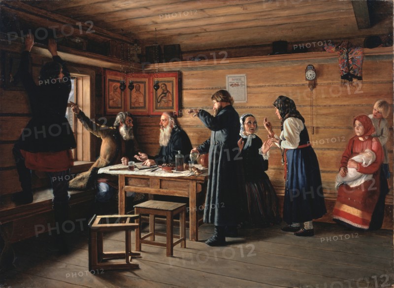 Religious controversy, 1867. Artist: Zhukov, Dmitri Yegorovich (1841-1903)
