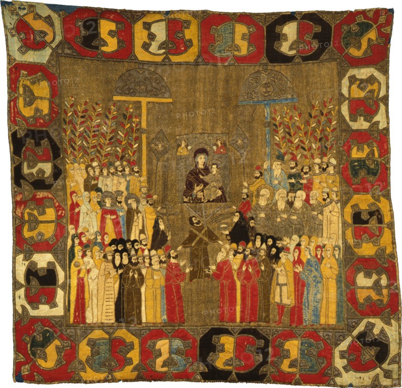 Palm Sunday Procession in Moscow on April 8, 1498. Zoe Palaiologina with daughters (left under), Ivan III, Elena of Wallachia, D, 1498. Artist: Ancient Russian Art