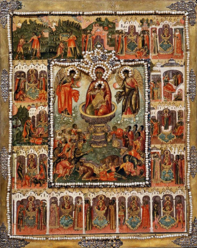 Theotokos Life-giving Spring, 1670. Artist: Ushakov, Simon (Pimen) Fyodorovich (1626-1686)