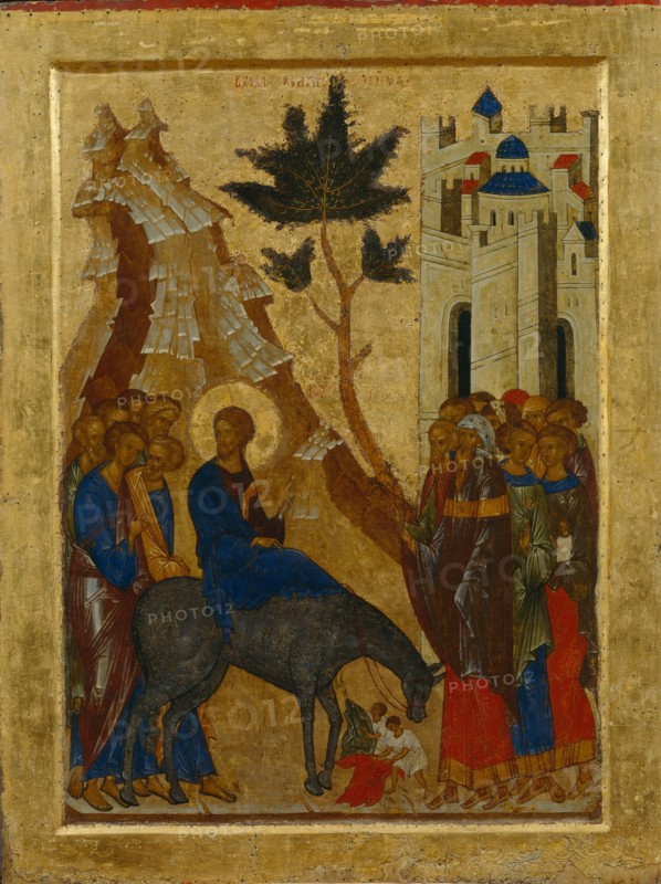 The Entry of Christ into Jerusalem, 1497. Artist: Russian icon