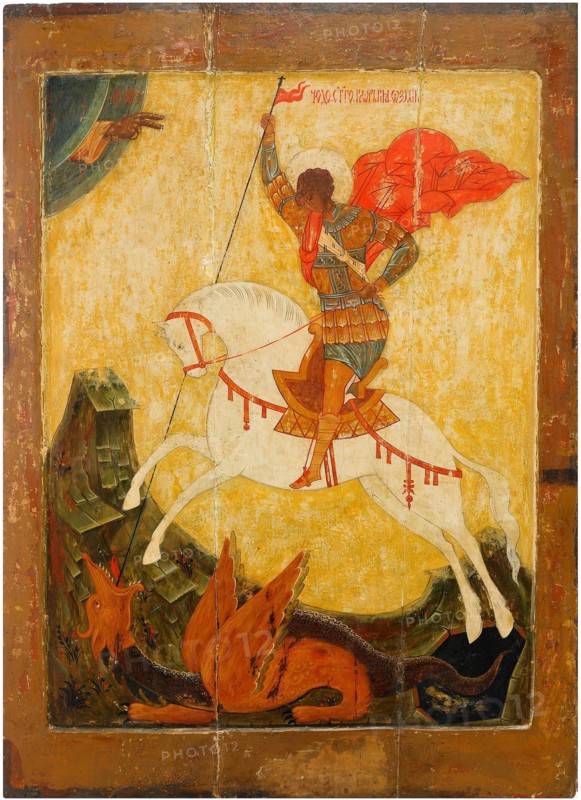 Saint George and the Dragon, ca. 1600. Artist: Russian icon