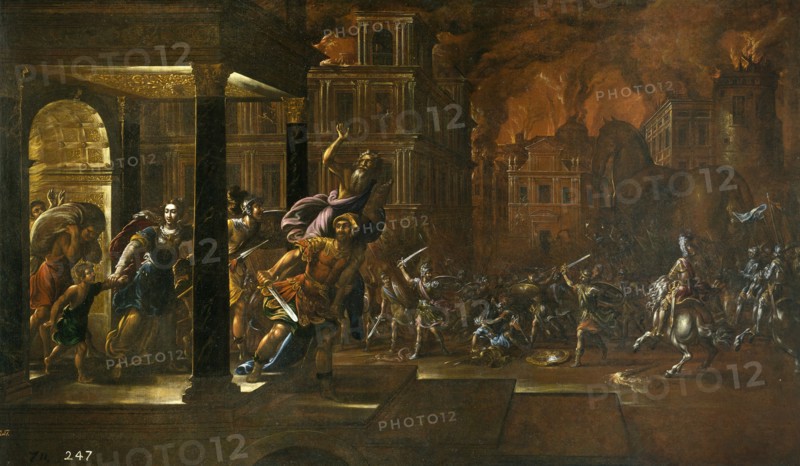 The Fire of Troy, Mid of 17th cen.. Artist: Corte, Juan de la (1585-1662)