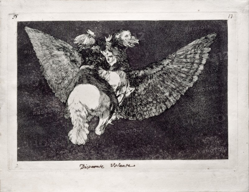 Flying Folly (from the series Los Disparates (Follies), 1815-1819. Artist: Goya, Francisco, de (1746-1828)