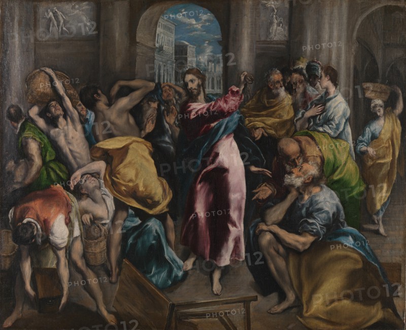 Christ driving the Traders from the Temple, ca. 1600. Artist: El Greco, Dominico (1541-1614)