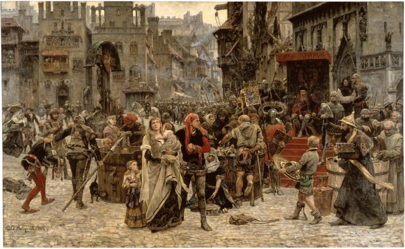 Valdemar Atterdag Holding Visby to Ransom, 1361, 1882. Artist: Hellqvist, Carl Gustaf (1851-1890)