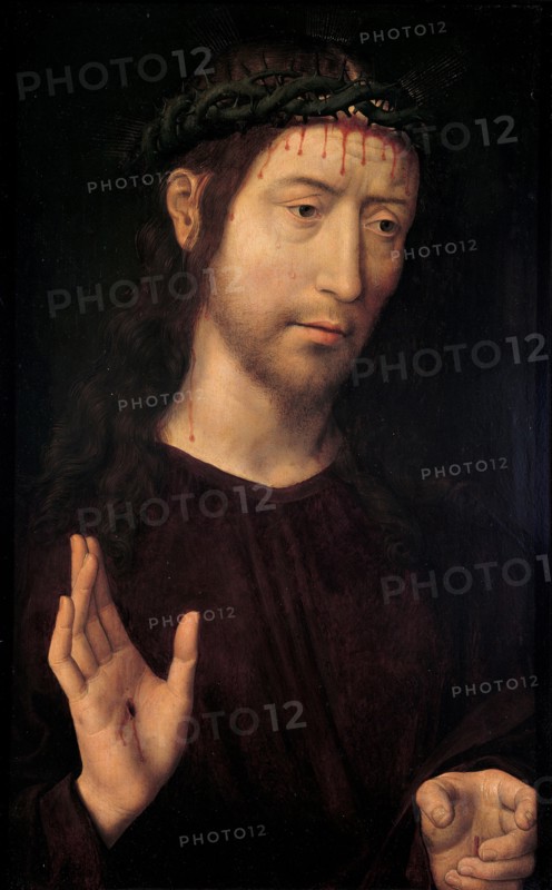 The Man of Sorrows Blessing, 1480-1490. Artist: Memling, Hans (1433/40-1494)