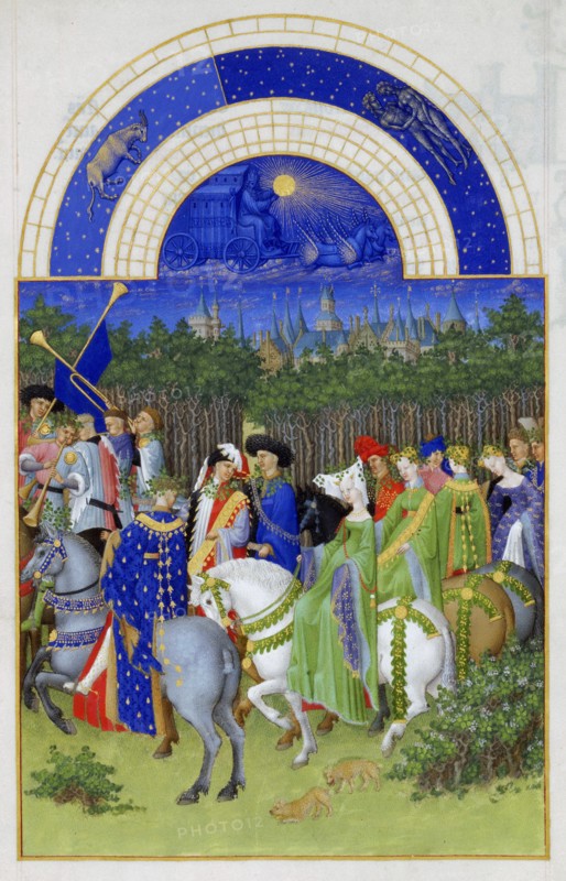 May (Les Très Riches Heures du duc de Berry), 1412-1416. Artist: Limbourg brothers (active 1385-1416)