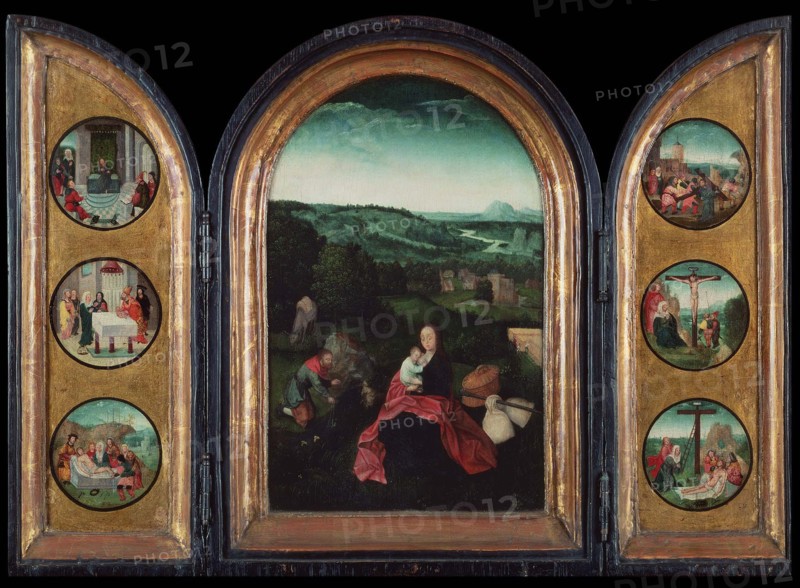 Rest on the Flight into Egypt (Triptych), ca 1515. Artist: Patinir, Joachim, follower of