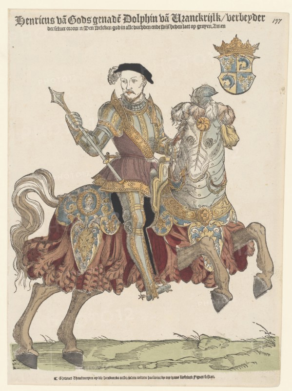 Portrait of King Henry II of France on horseback, 1542-1543. Artist: Anthonisz., Cornelis (1499-1553)