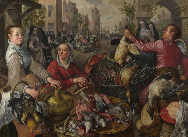 The Four Elements: Air. A Poultry Market with the Prodigal Son in the Background, 1569. Artist: Beuckelaer, Joachim (ca. 1533-1574)