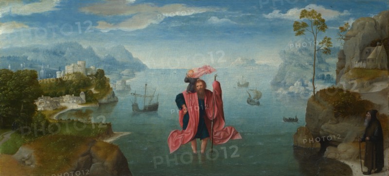 Saint Christopher carrying the Infant Christ, Mid of 16th cen.. Artist: Master of the Female Half-Lengths, (Style of)