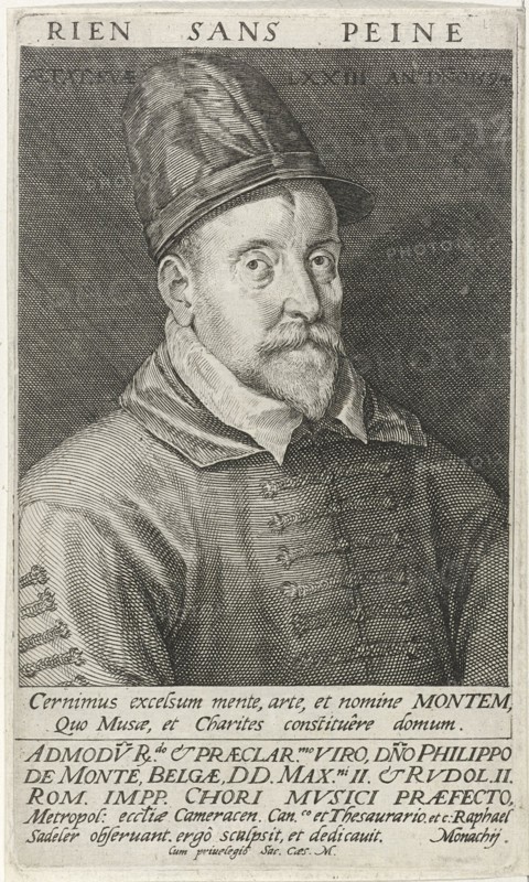 Portrait of the Composer Philippe de Monte (1521-1603), 1594. Artist: Sadeler, Raphael, the Elder (1560-1628)