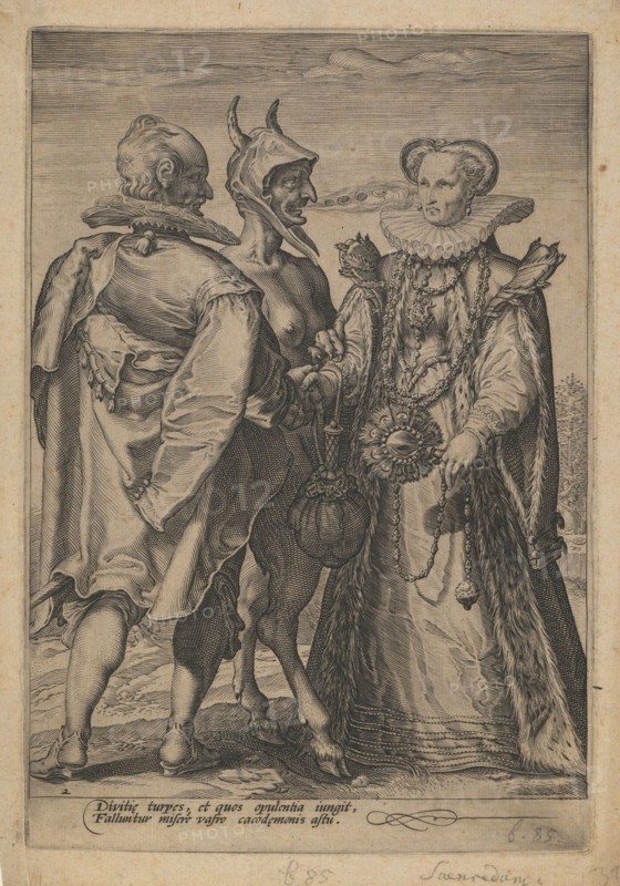 Marriage for Wealth Officiated by the Devil, ca. 1600. Artist: Saenredam, Jan (1565-1607)