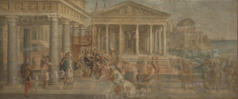 The Queen of Sheba before King Solomon, ca 1545. Artist: Sustris, Lambert (1515/20-after 1591)