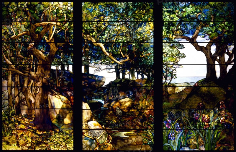 A Wooded Landscape in Three Panels, c. 1905. Artist: Tiffany, Louis Comfort (1848-1933)
