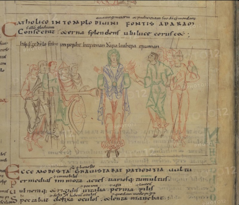 The Psychomachia by Prudentius, 11th century. Artist: Anonymous master
