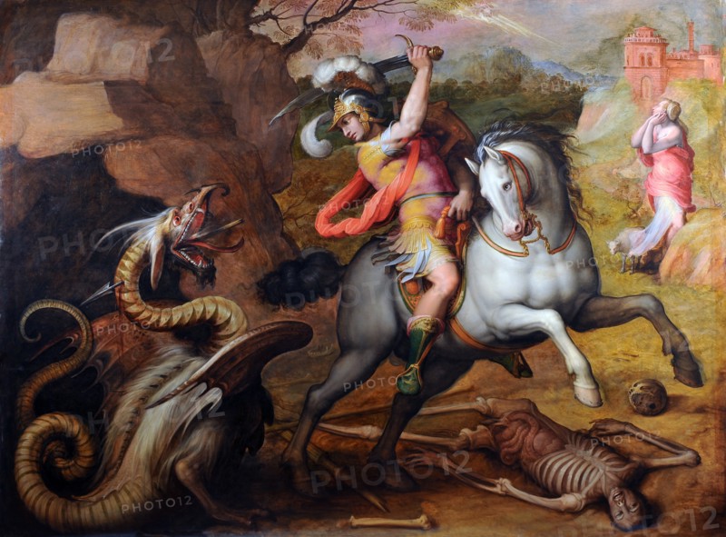 Saint George and the Dragon, c. 1560. Artist: Vasari, Giorgio (1511-1574)