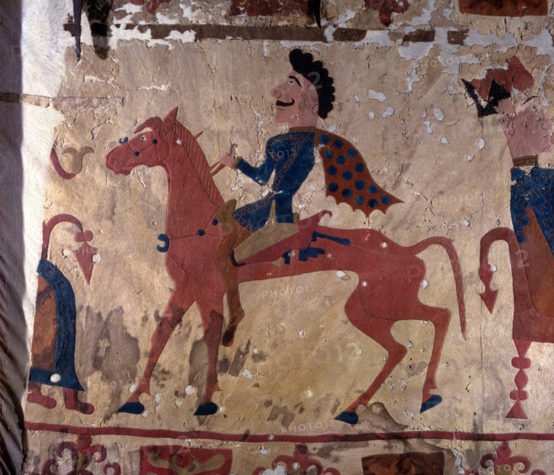 Horseman. Pazyryk felt artifact (Carpet Detail), 5th-4th century BC. Artist: Ancient Altaian, Pazyryk Burial Mounds