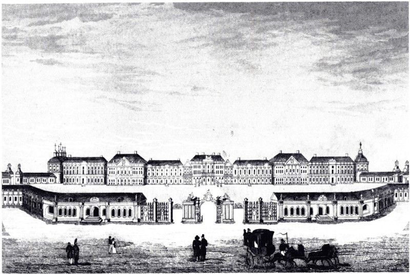 View of the Catherine Palace in Tsarskoye Selo, c. 1840. Artist: Anonymous