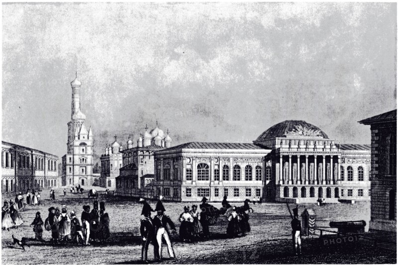 View of the Armory in Moscow, ca 1835. Artist: Anonymous