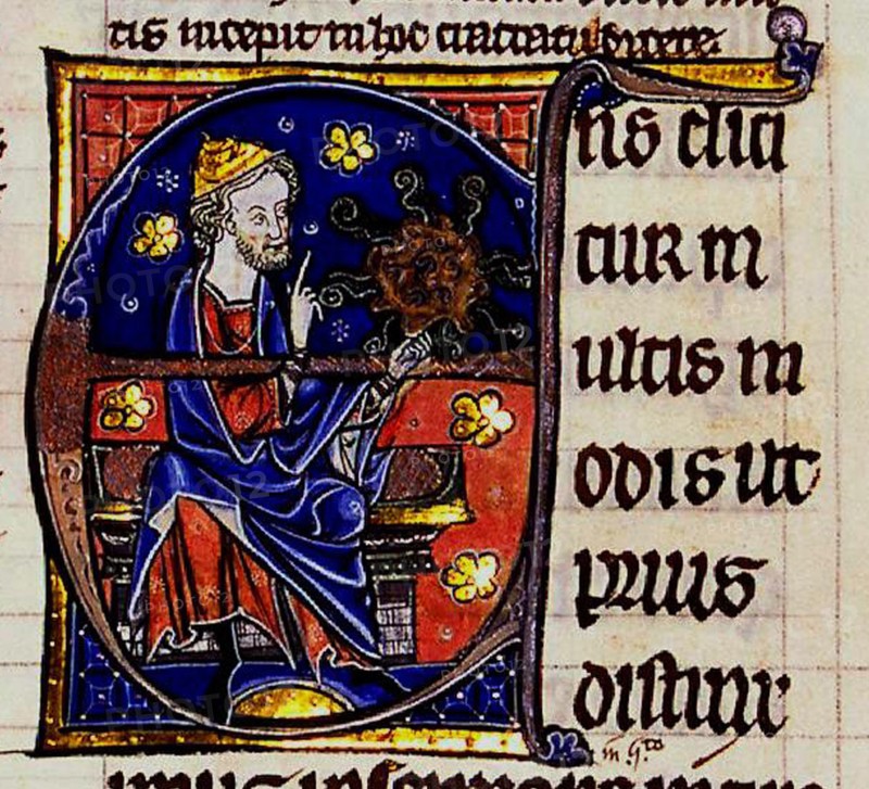 Aristotle. From: Commentarium magnum Averrois in Aristotelis De Anima libros, 13th century. Artist: Anonymous