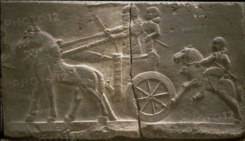 Chariot and cavalryman, 8th cen. BC. Artist: Assyrian Art