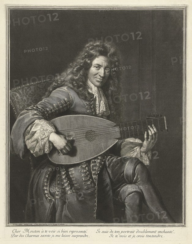Portrait of the Lutenist and Composer Charles Mouton (c. 1626-1710), ca. 1695. Artist: Edelinck, Gerard (1640-1707)