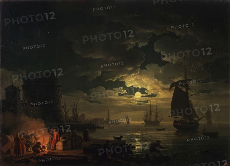 The Port of Palermo in the Moonlight, 1769. Artist: Vernet, Claude Joseph (1714-1789)