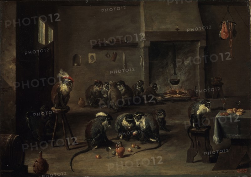 Monkeys in the Kitchen, 1640s. Artist: Teniers, David, the Younger (1610-1690)