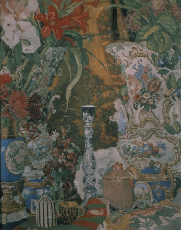 Still life. Flowers and porcelain, 1912. Artist: Golovin, Alexander Yakovlevich (1863-1930)