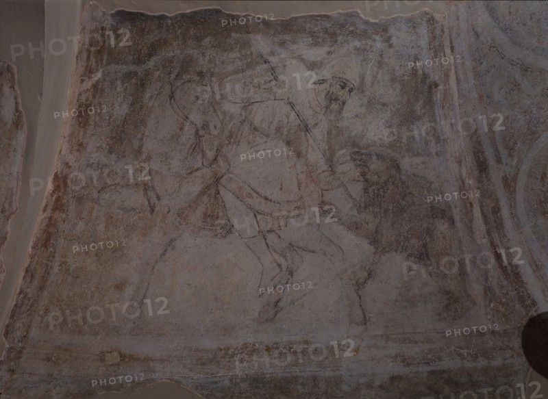 Bear Hunt, 11th century. Artist: Ancient Russian frescos