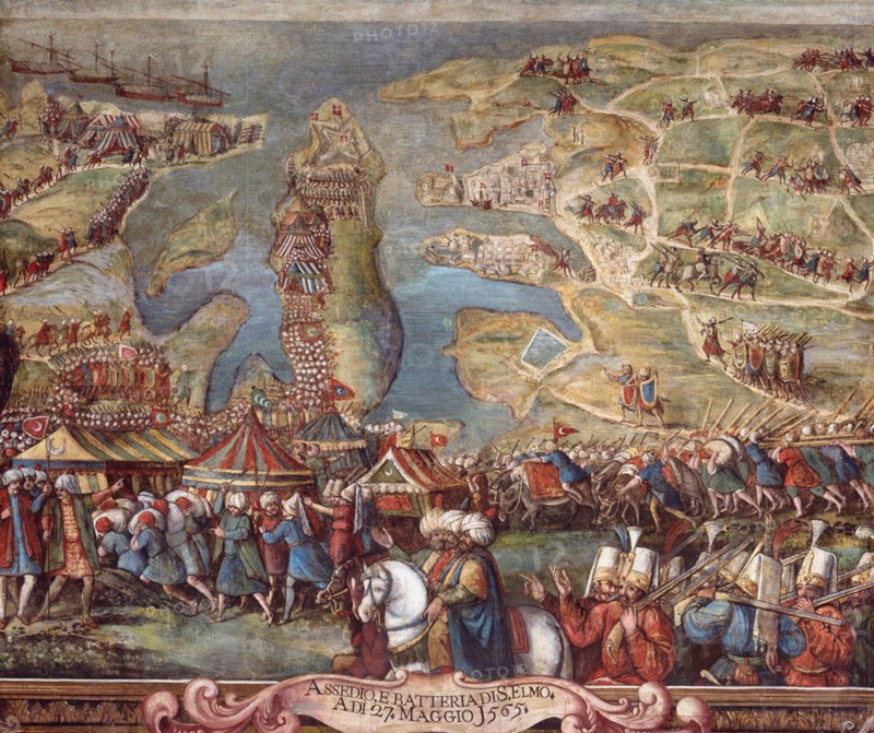 The siege of Malta. Detail. Artist: Perez d'Aleccio (da Lecce), Matteo (1547-1616)
