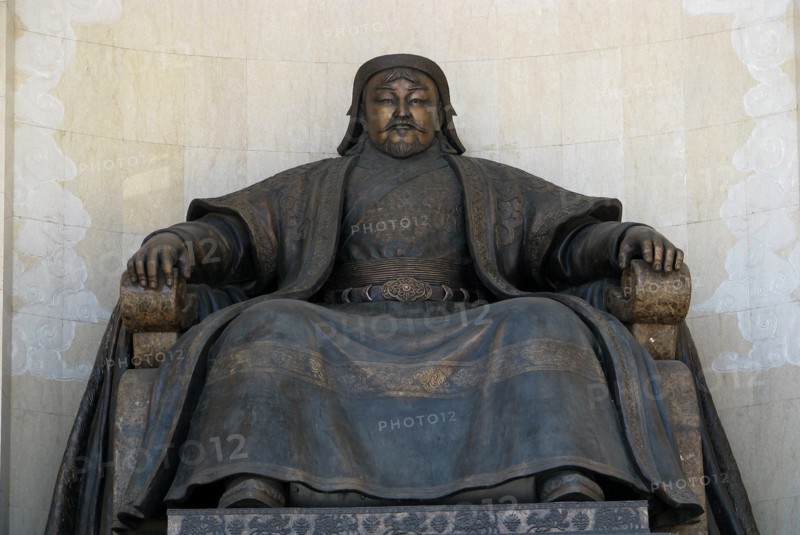 Seated statue of Chingis Khan at the Parliament Building in Ulan Bator, 2005. Artist: Anonymous