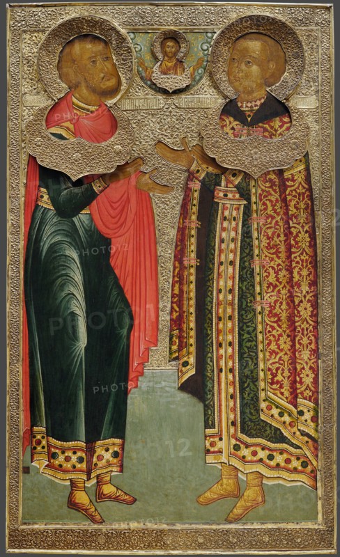 Saint John Sochavsky and Tsarevich Ivan Mikhailovich, 1639-1640. Artist: Russian icon