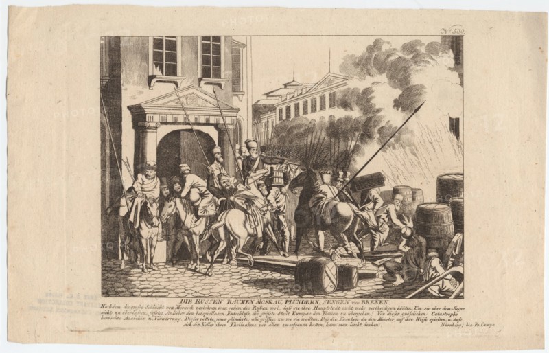 Evacuation of Moscow by the Russians. Artist: Campe, August Friedrich Andreas (1777-1846)