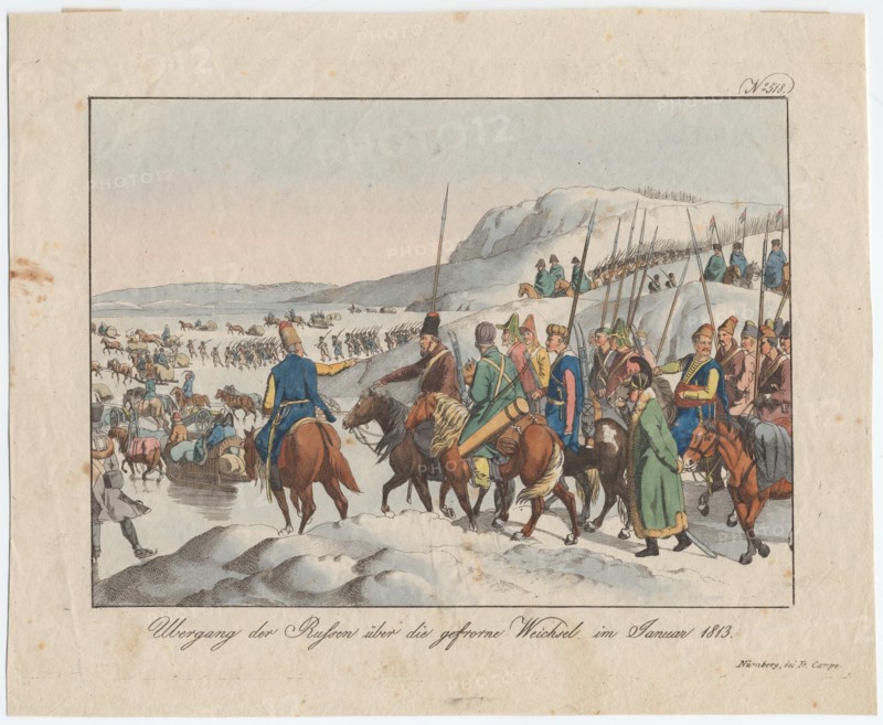 The Russian Army crosses the Vistula in January 1813, c. 1815. Artist: Campe, August Friedrich Andreas (1777-1846)