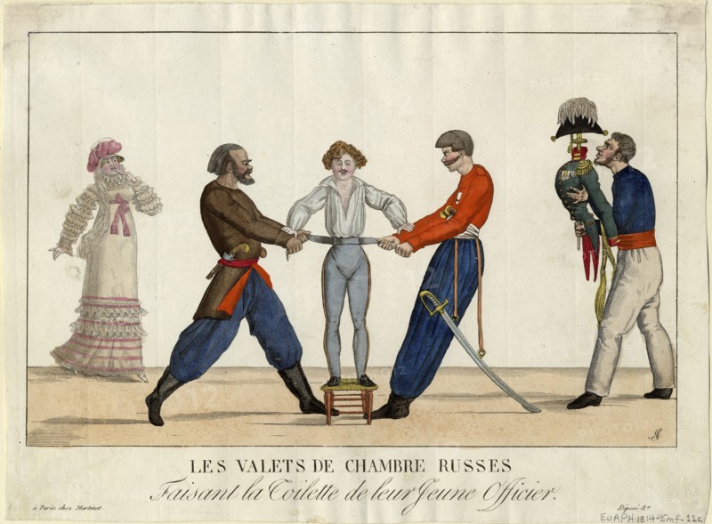 Toilet of an young Russian officer, c. 1815. Artist: Garneray, Ambroise Louis (1783-1857)